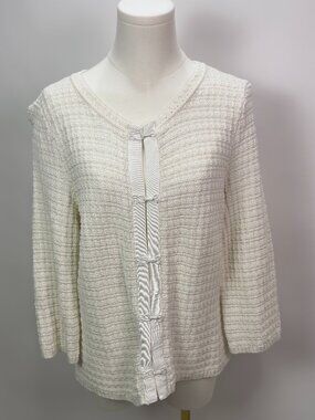 Liz Claiborne Textured Knit Cardigan Top | Old Money Aesthetic | Work outfit | L
